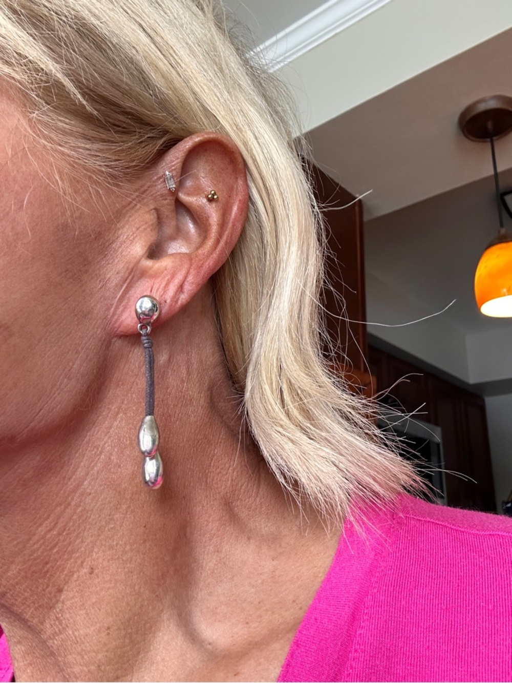 Silver Drop Tassel Earrings - Women Jewelry - Picture 6 of 8